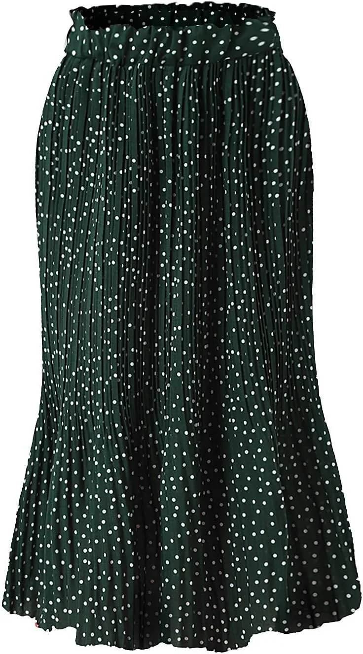 2023 Summer Spring Women's Casual Skirts Skirts for Women Trendy Elegant High Skirt Dot Women's Pleated Midi