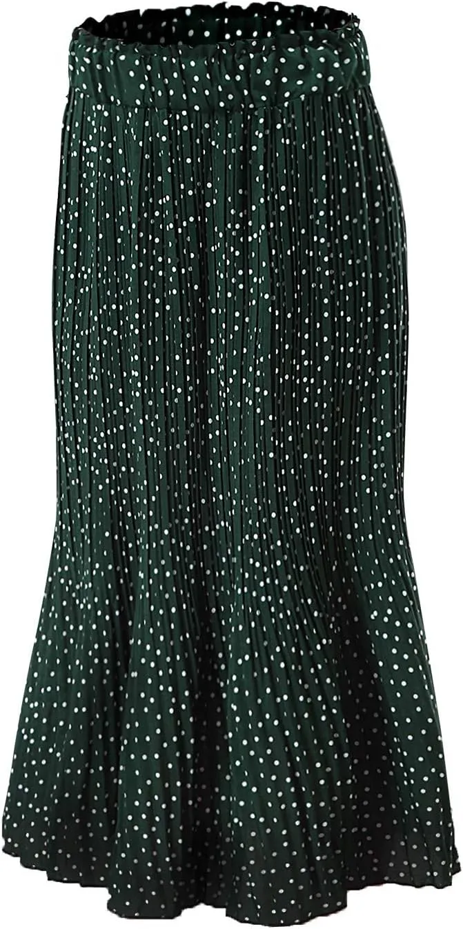 2023 Summer Spring Women's Casual Skirts Skirts for Women Trendy Elegant High Skirt Dot Women's Pleated Midi