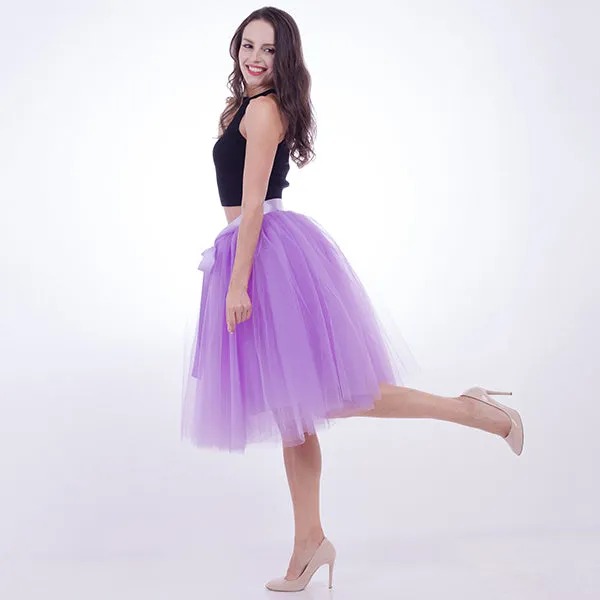 5 Layers 65cm Princess Midi Tulle Skirt Pleated Dance Tutu Skirts Womens Lolita Petticoat Jupe Saia faldas Denim Party Skirts