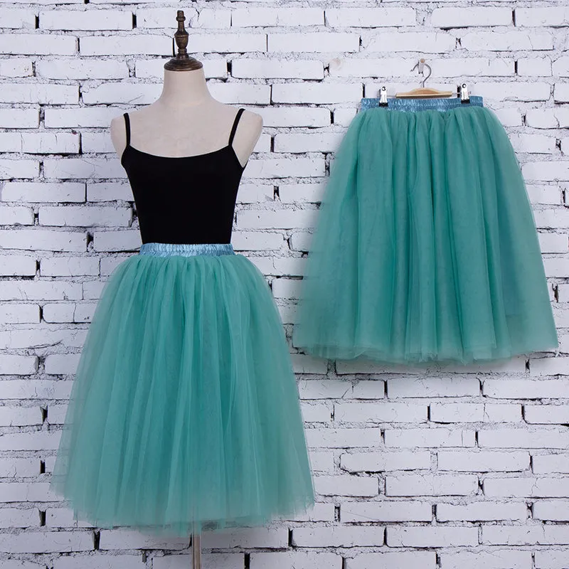 5 Layers 65cm Princess Midi Tulle Skirt Pleated Dance Tutu Skirts Womens Lolita Petticoat Jupe Saia faldas Denim Party Skirts