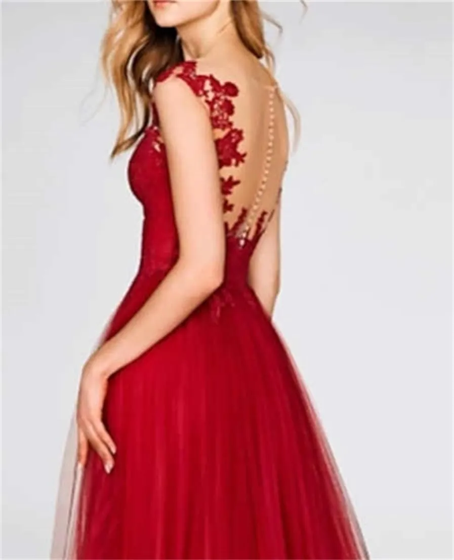 A-Line Romantic Chiffon Evening Gown Court Train Prom Sleeveless V Neck Wedding Guest Dress with Slit Appliques 2024