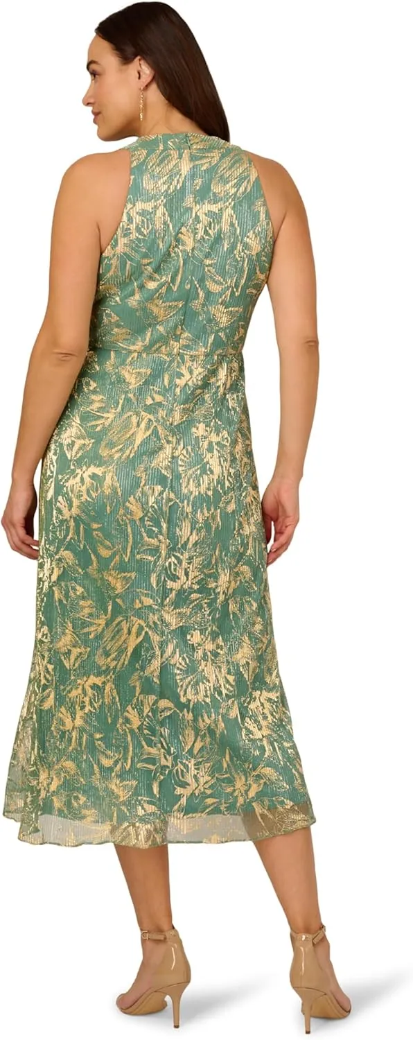 Adrianna Papell Women's V Neck Soft Skirt Midi Dress