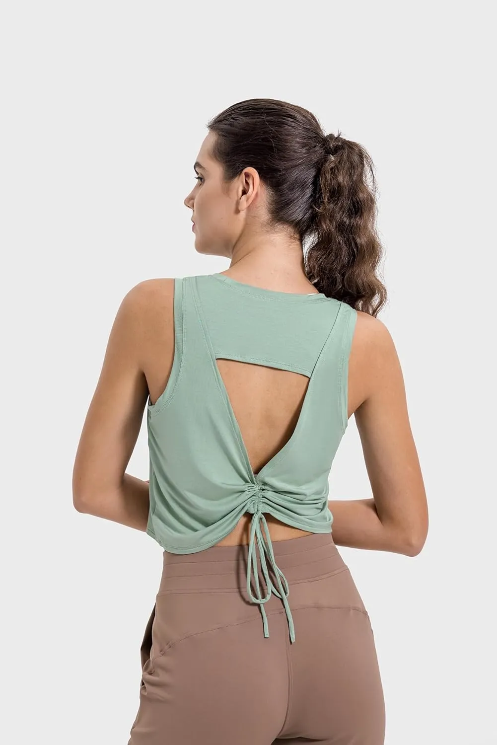 altiland Open Back Workout Tank Tops for Woman, Quick Dry Cropped Athletic Shirts for Gym Yoga Exercise Running