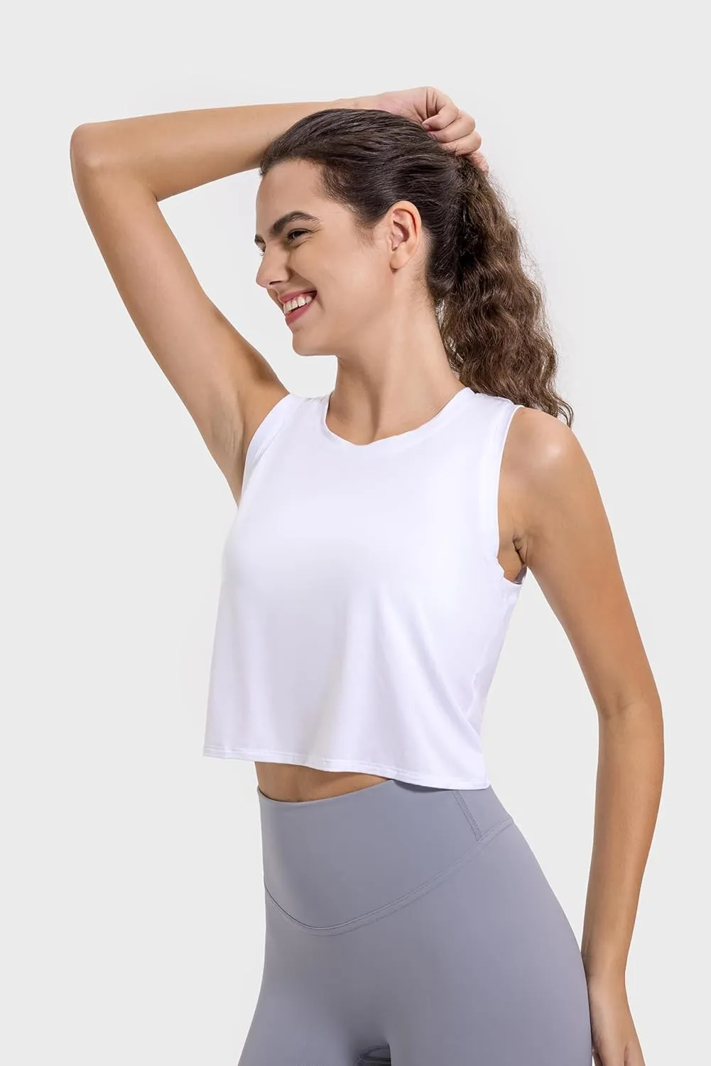 altiland Open Back Workout Tank Tops for Woman, Quick Dry Cropped Athletic Shirts for Gym Yoga Exercise Running