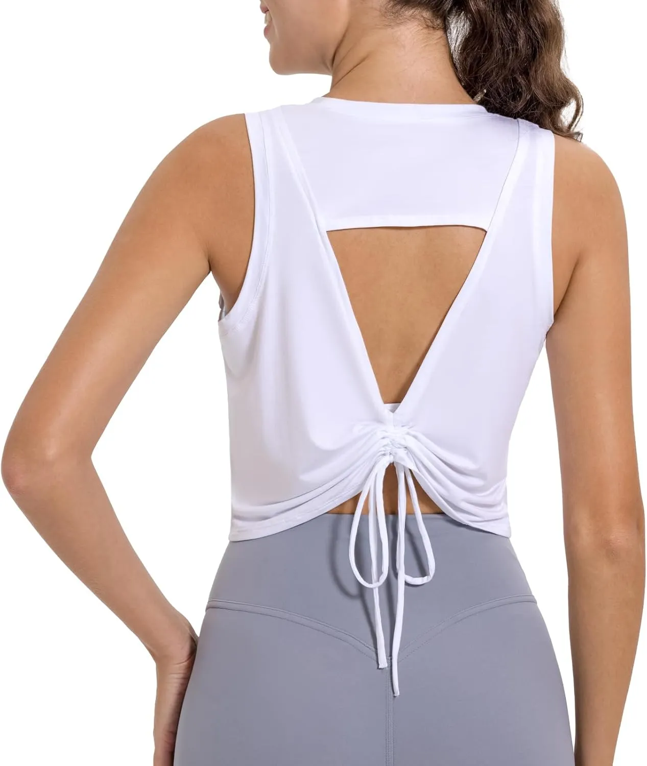 altiland Open Back Workout Tank Tops for Woman, Quick Dry Cropped Athletic Shirts for Gym Yoga Exercise Running