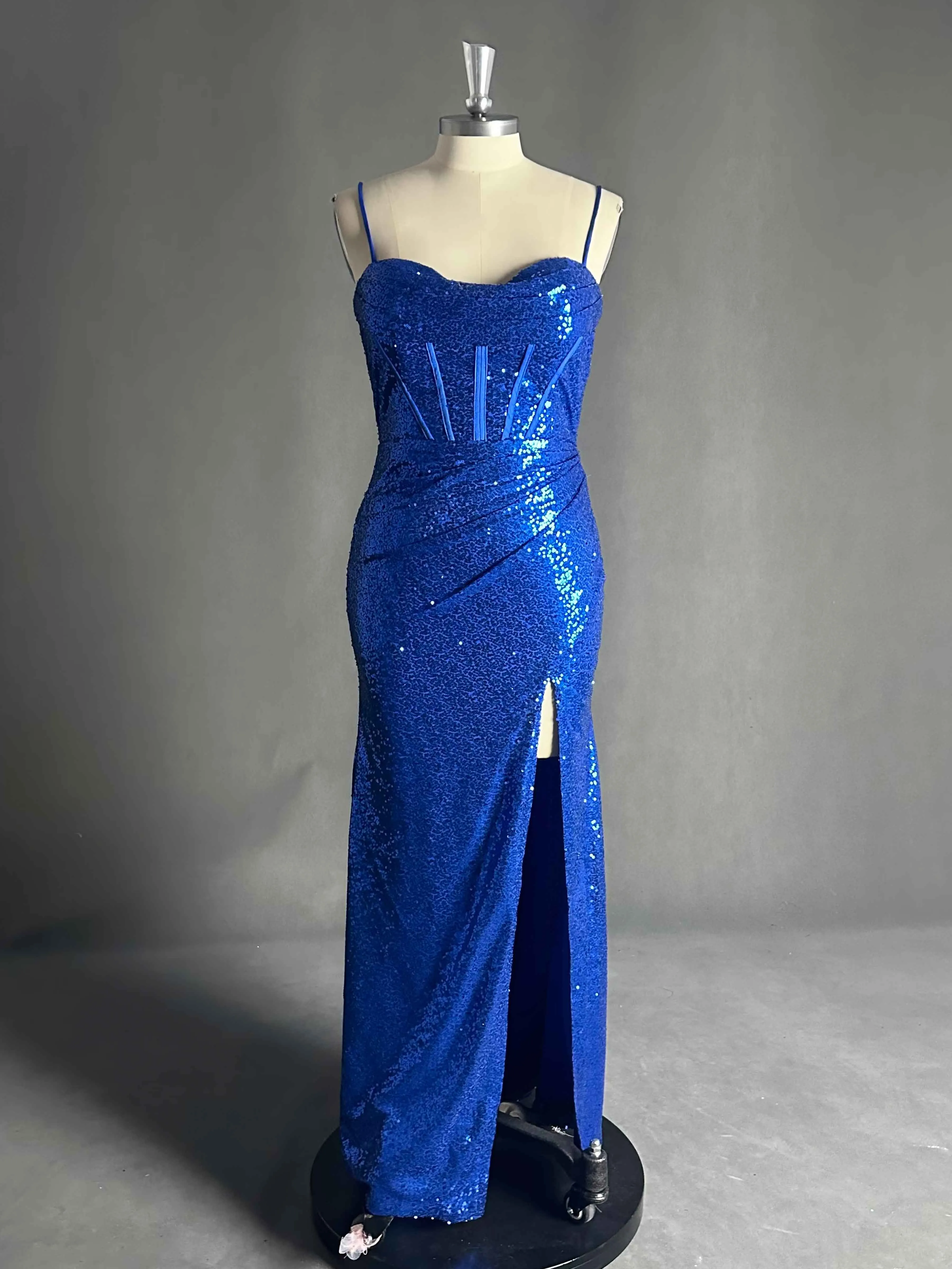 Amari Stunning Cowl Slit Sequin Prom Dresses