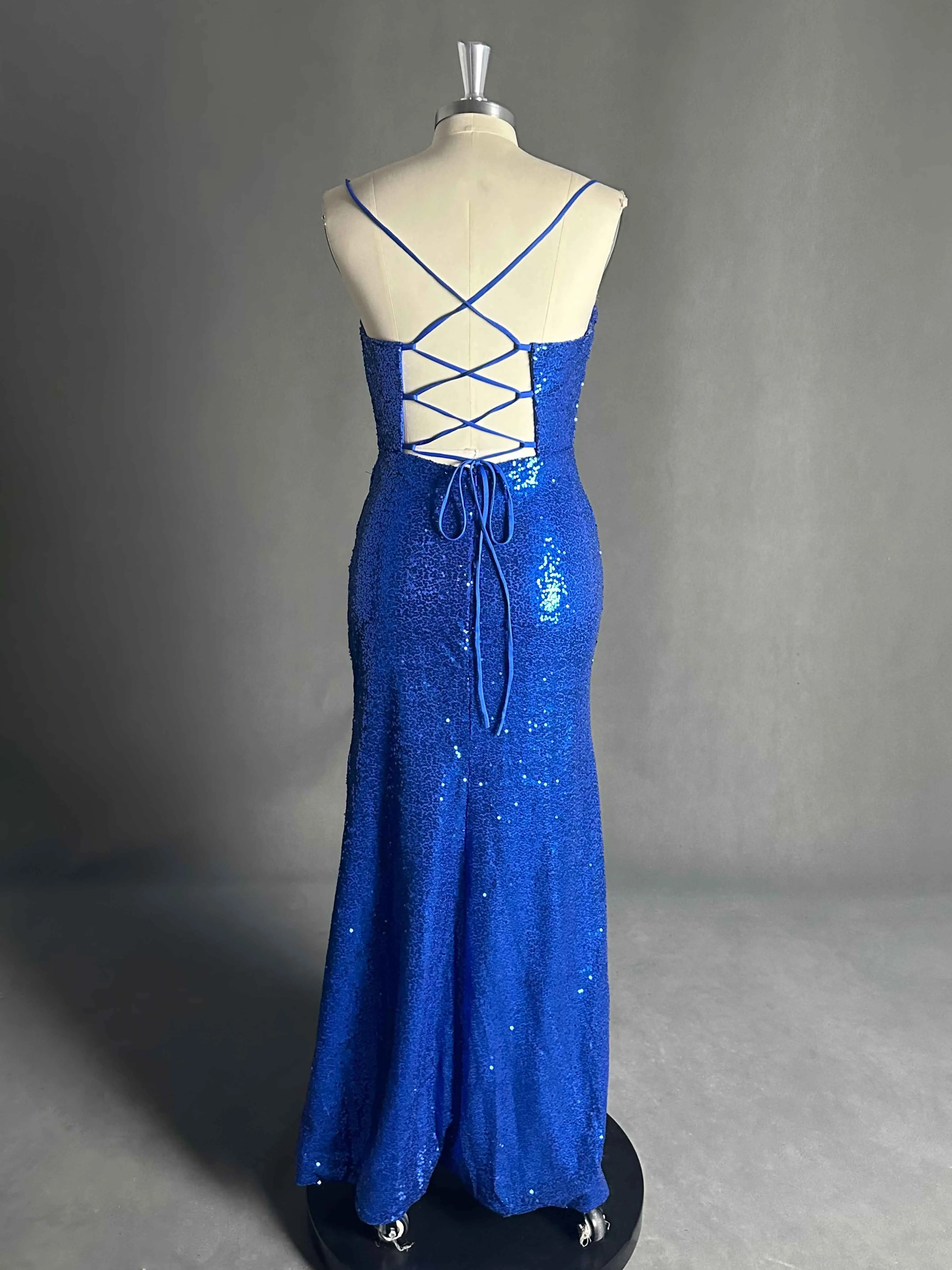 Amari Stunning Cowl Slit Sequin Prom Dresses
