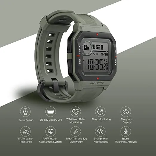 Amazfit Neo Sports Watch Smartwatch with Heart Rate Monitoring, Waterproof, Fitness and Activity Tracker - Green