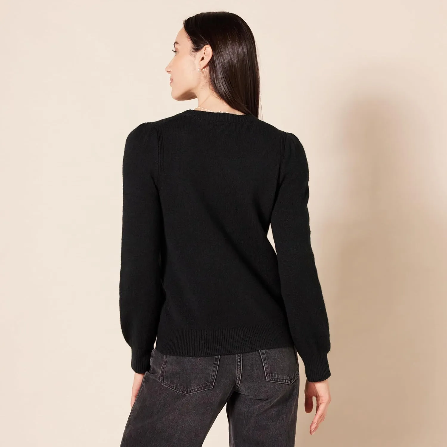 Amazon Essentials Women's Soft Touch Pleated Shoulder Crewneck Sweater