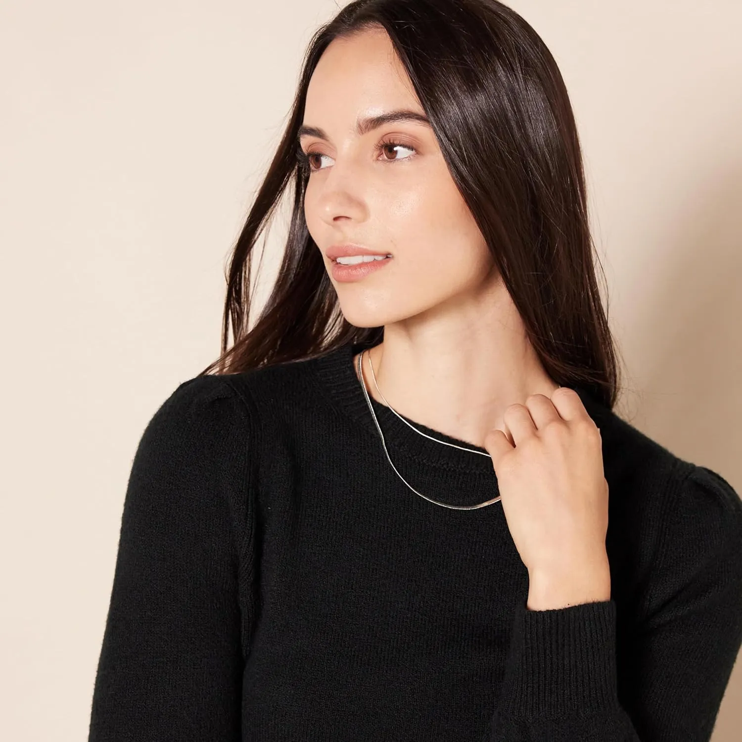 Amazon Essentials Women's Soft Touch Pleated Shoulder Crewneck Sweater
