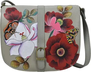 Anna by Anuschka Women's Hand Painted Genuine Leather Flap Crossbody