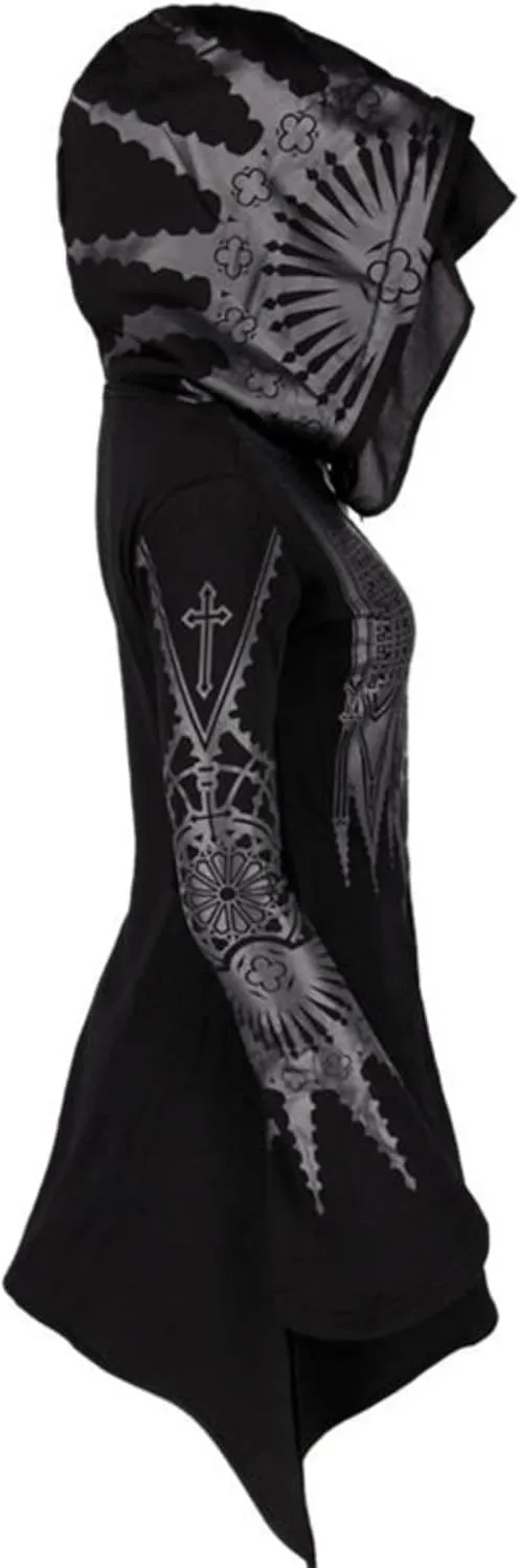 Aobiono Women Y2K Gothic Zip Up Oversized Hoodie Top Punk Cloak Witch Costume Long Sleeve Sweatshirt Emo Grunge Dark Academia