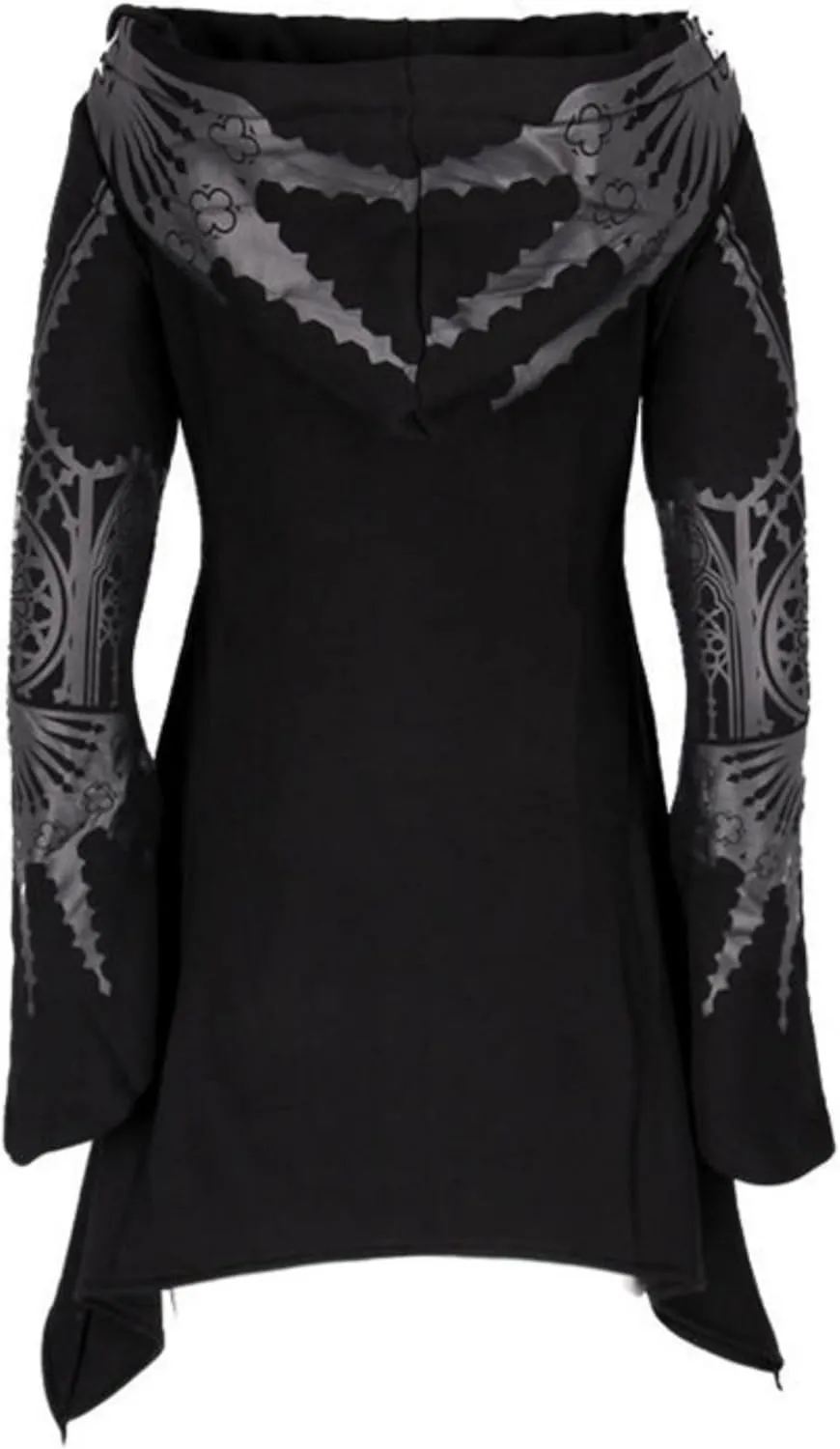Aobiono Women Y2K Gothic Zip Up Oversized Hoodie Top Punk Cloak Witch Costume Long Sleeve Sweatshirt Emo Grunge Dark Academia