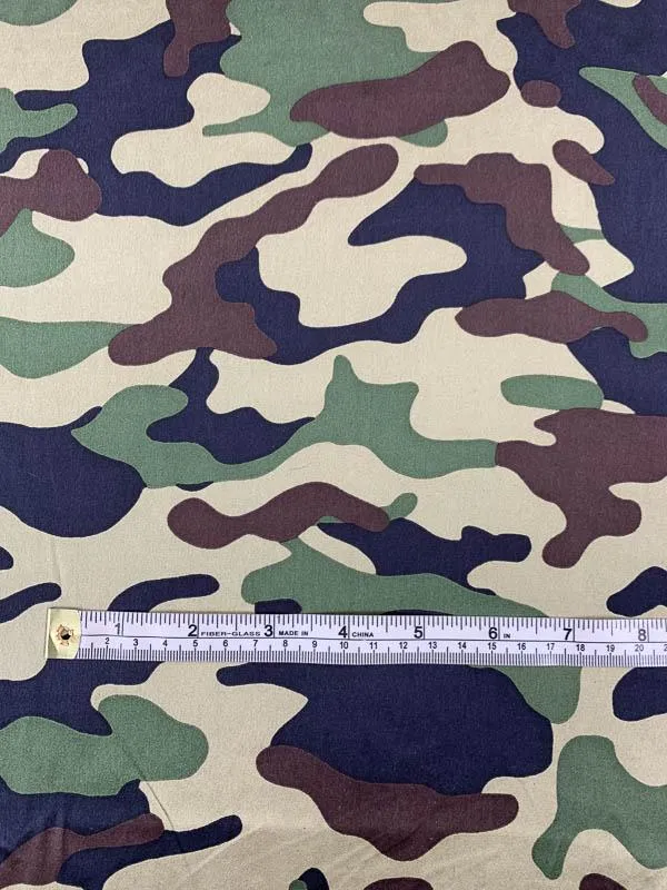 Army Camouflage Printed Silk Charmeuse - Hunter Green / Brown / Black