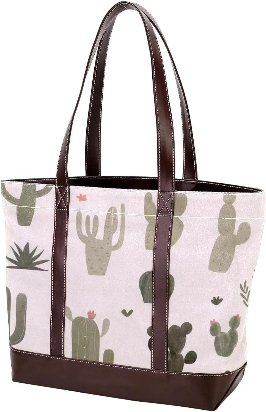 Artistic Cactus-538 Tote Bags Durable Leather Canvas Purses and Handbags for Women Top Handle Shoulder Satchel Hobo Bags