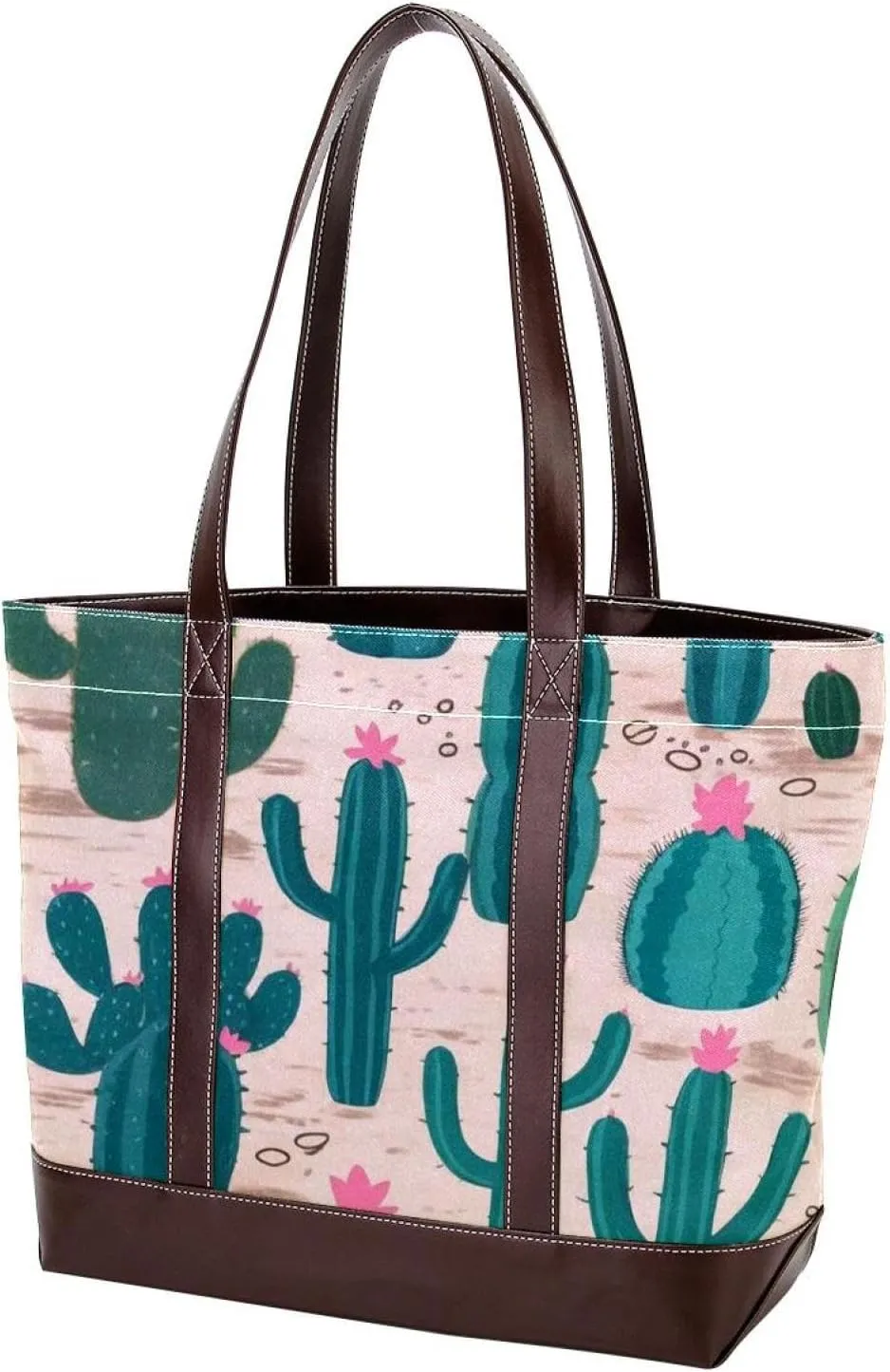 Artistic Cactus-601 Tote Bags Durable Leather Canvas Purses and Handbags for Women Top Handle Shoulder Satchel Hobo Bags