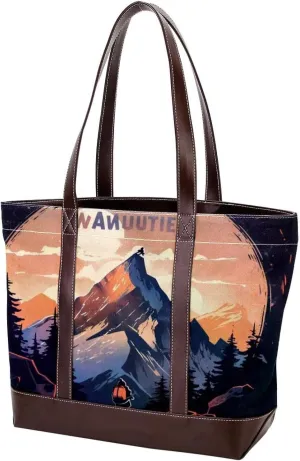 Artistic Scenery-616 Tote Bags Durable Leather Canvas Purses and Handbags for Women Top Handle Shoulder Satchel Hobo Bags