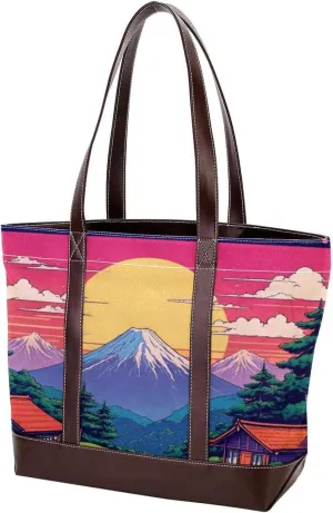 Artistic Scenery-634 Tote Bags Durable Leather Canvas Purses and Handbags for Women Top Handle Shoulder Satchel Hobo Bags