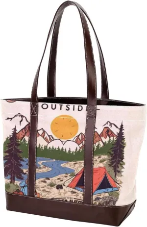 Artistic Scenery-652 Tote Bags Durable Leather Canvas Purses and Handbags for Women Top Handle Shoulder Satchel Hobo Bags