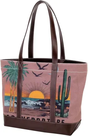 Artistic Scenery-655 Tote Bags Durable Leather Canvas Purses and Handbags for Women Top Handle Shoulder Satchel Hobo Bags