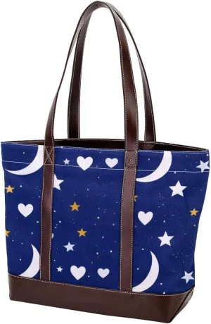 Artistic Stars-1291 Tote Bags Durable Leather Canvas Purses and Handbags for Women Top Handle Shoulder Satchel Hobo Bags