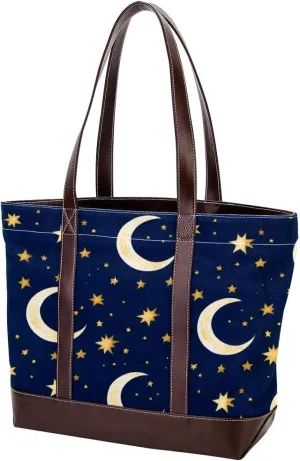 Artistic Stars-1303 Tote Bags Durable Leather Canvas Purses and Handbags for Women Top Handle Shoulder Satchel Hobo Bags