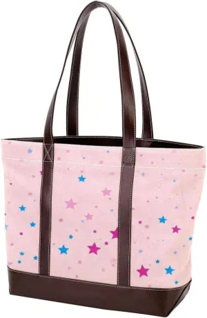 Artistic Stars-1309 Tote Bags Durable Leather Canvas Purses and Handbags for Women Top Handle Shoulder Satchel Hobo Bags