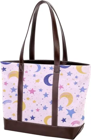 Artistic Stars-1321 Tote Bags Durable Leather Canvas Purses and Handbags for Women Top Handle Shoulder Satchel Hobo Bags