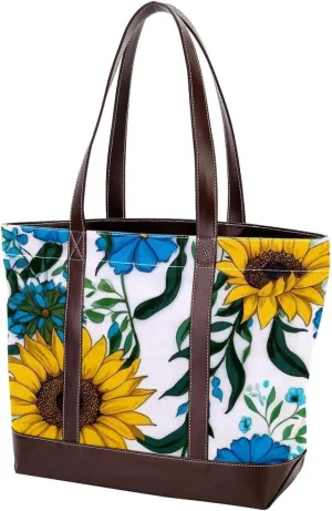 Artistic Sunflowers-268 Tote Bags Durable Leather Canvas Purses and Handbags for Women Top Handle Shoulder Satchel Hobo Bags