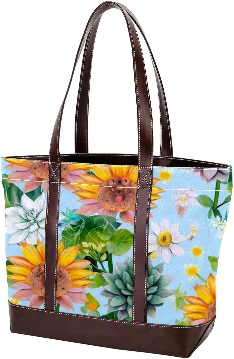Artistic Sunflowers-274 Tote Bags Durable Leather Canvas Purses and Handbags for Women Top Handle Shoulder Satchel Hobo Bags