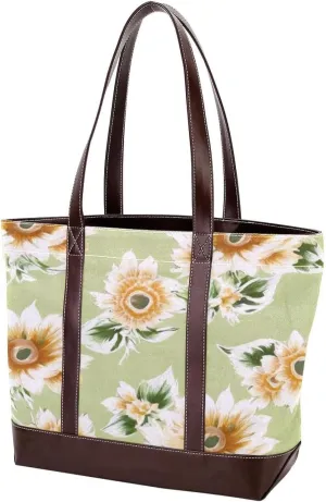 Artistic Sunflowers-280 Tote Bags Durable Leather Canvas Purses and Handbags for Women Top Handle Shoulder Satchel Hobo Bags