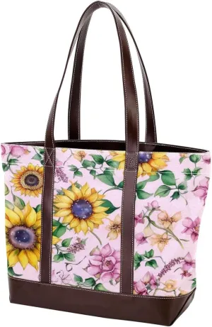 Artistic Sunflowers-295 Tote Bags Durable Leather Canvas Purses and Handbags for Women Top Handle Shoulder Satchel Hobo Bags
