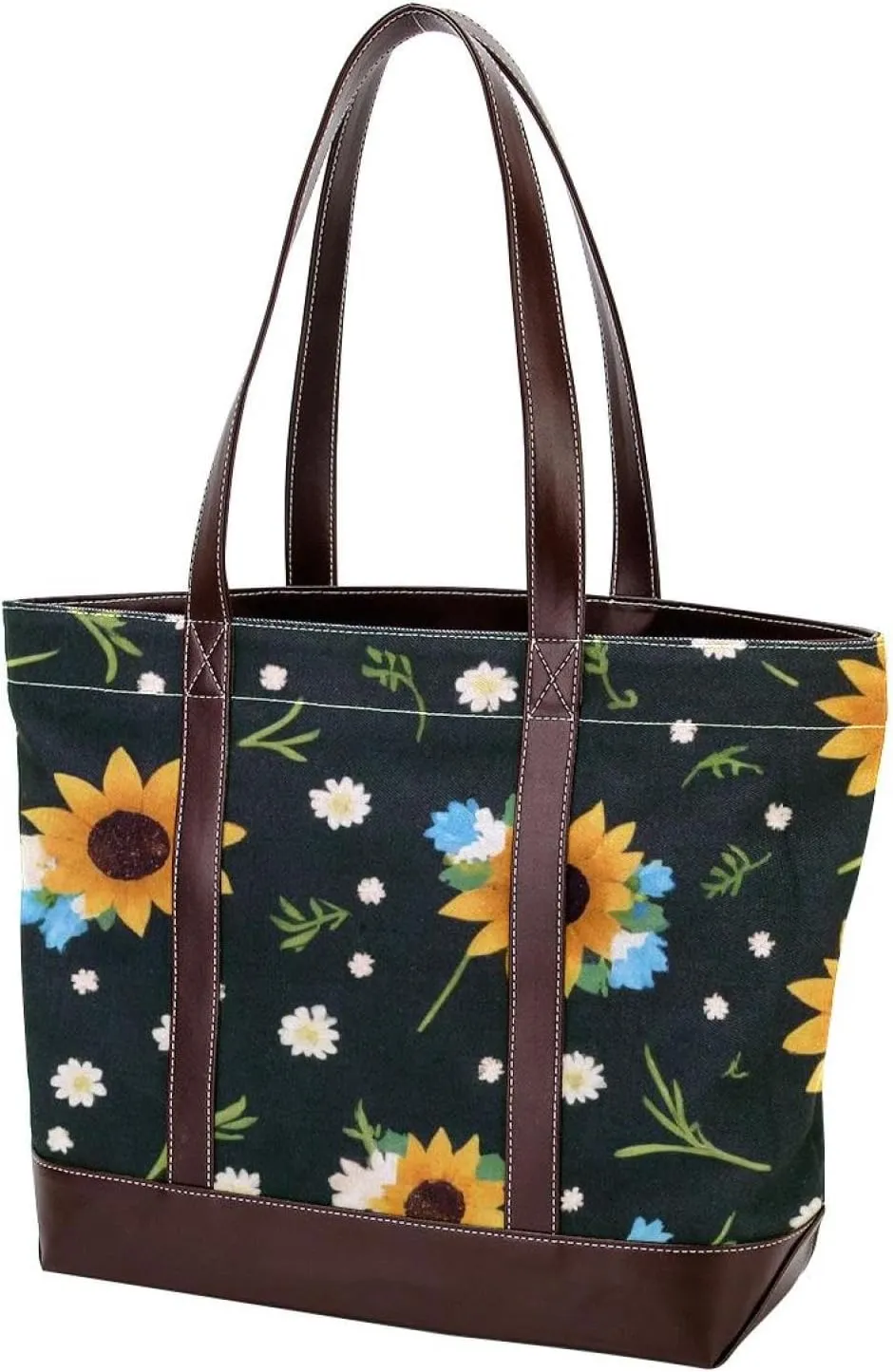 Artistic Sunflowers-304 Tote Bags Durable Leather Canvas Purses and Handbags for Women Top Handle Shoulder Satchel Hobo Bags