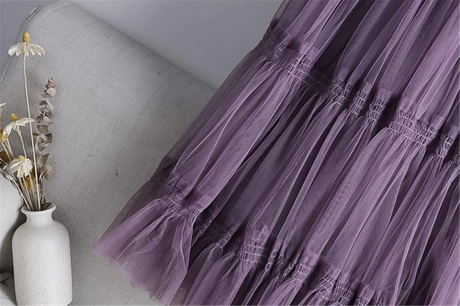 Autumn Winter Fashion Sweet Tulle Skirt Womens Cute A-Line Mesh Skirts Female Midi Long Pleated Skirt