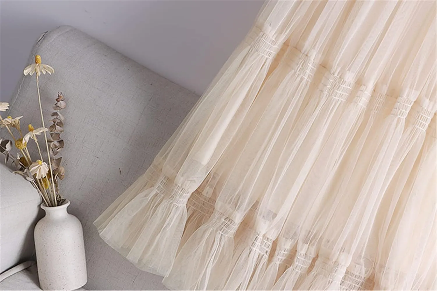 Autumn Winter Fashion Sweet Tulle Skirt Womens Cute A-Line Mesh Skirts Female Midi Long Pleated Skirt
