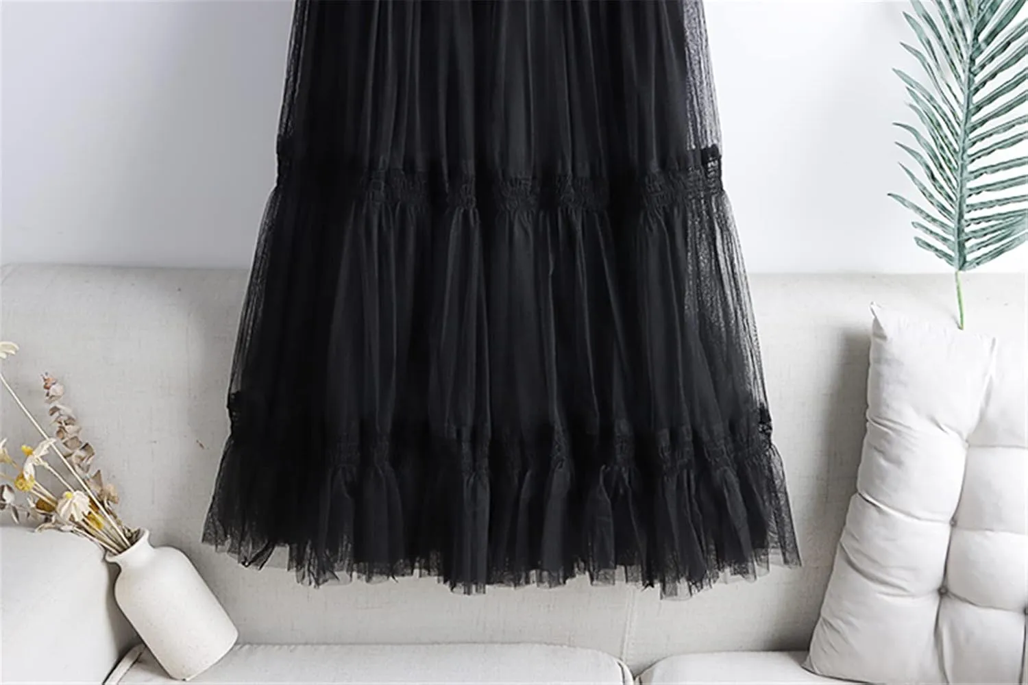 Autumn Winter Fashion Sweet Tulle Skirt Womens Cute A-Line Mesh Skirts Female Midi Long Pleated Skirt