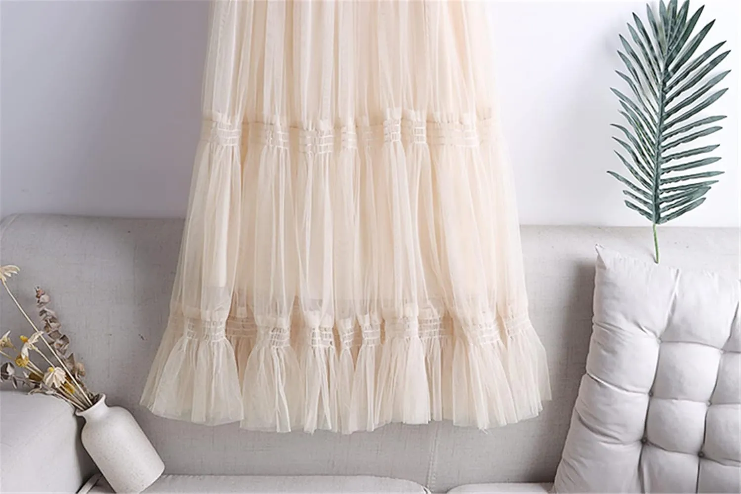 Autumn Winter Fashion Sweet Tulle Skirt Womens Cute A-Line Mesh Skirts Female Midi Long Pleated Skirt