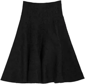 Autumn Winter Knitted Skirt Women Midi High Waist A Line Knit Skirts Pleated Elastic Thick Skirt