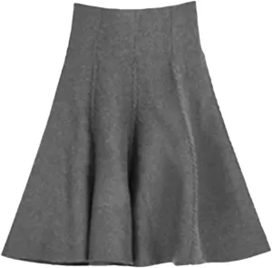 Autumn Winter Knitted Skirt Women Midi High Waist A Line Knit Skirts Pleated Elastic Thick Skirt
