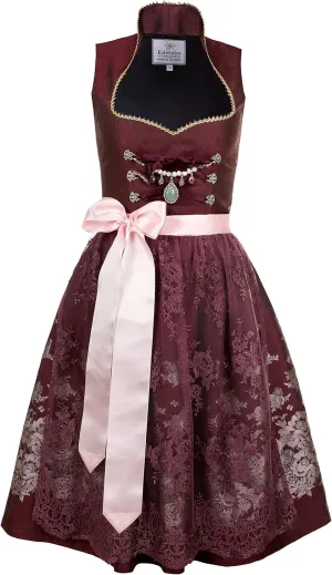 Bavarian Women's Designer Midi Dirndl Stella Dress 2-Pieces   Apron Size US2-US24