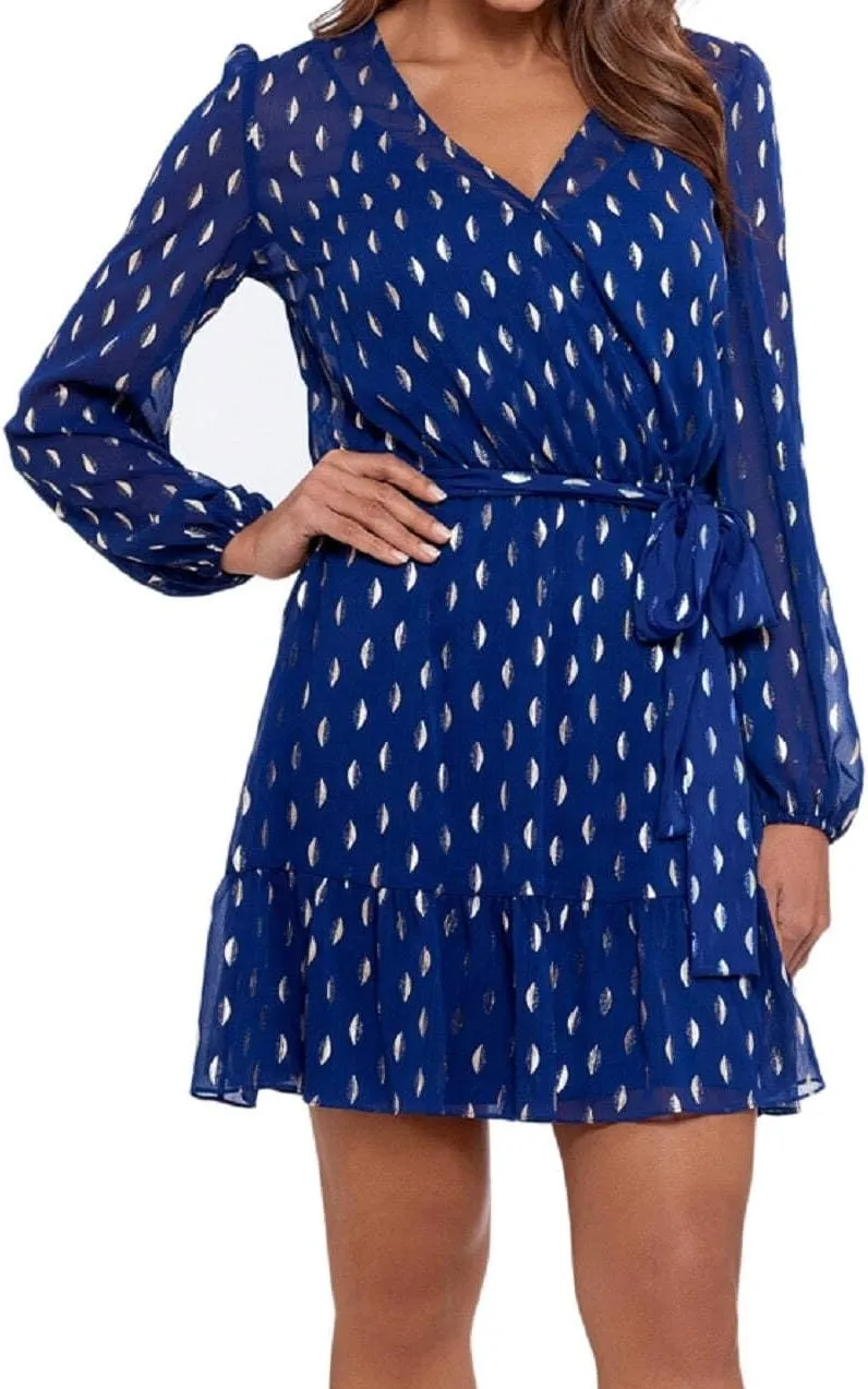 Betsy & Adam Men's Women's Short Clip Dot Dress with Belt Tie