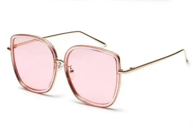 Big Square Vintage Sunglasses with Transparent Frame