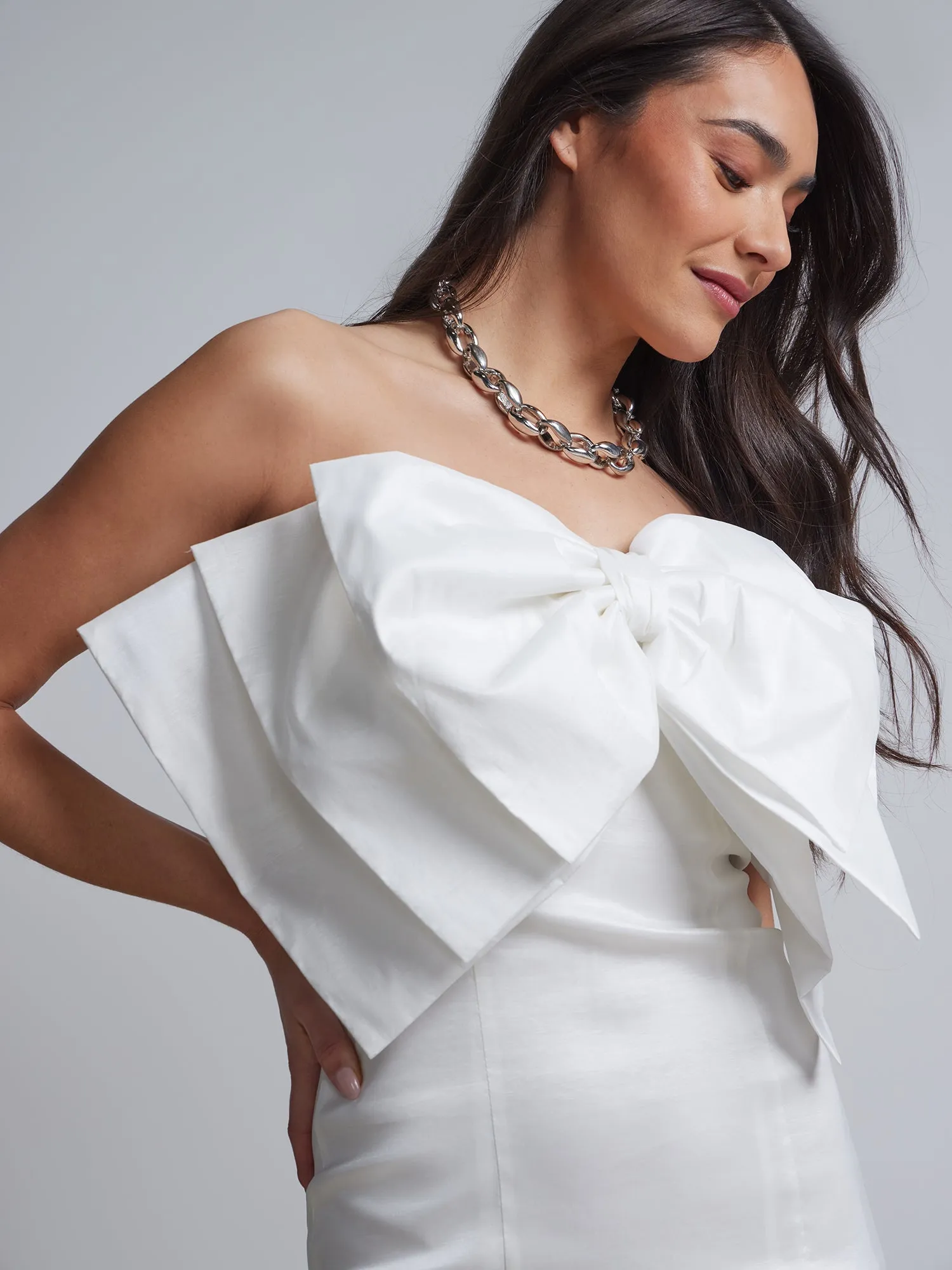 Bow-Front Strapless Sheath Dress