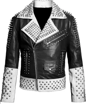 Brando Punk Rock Spiked Studded Motorcycle Jacket- Customized Men's Gothic Multicolor Unique Outwear Leather Jacket