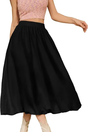Bridesmay Casual Long Maxi Skirt for Women 2025 Summer Trendy Flowy A-Line Boho Skirts Versatile
