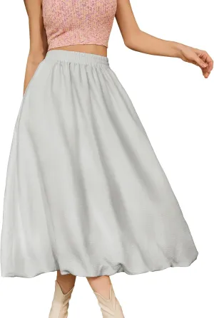 Bridesmay Casual Long Maxi Skirt for Women 2025 Summer Trendy Flowy A-Line Boho Skirts Versatile