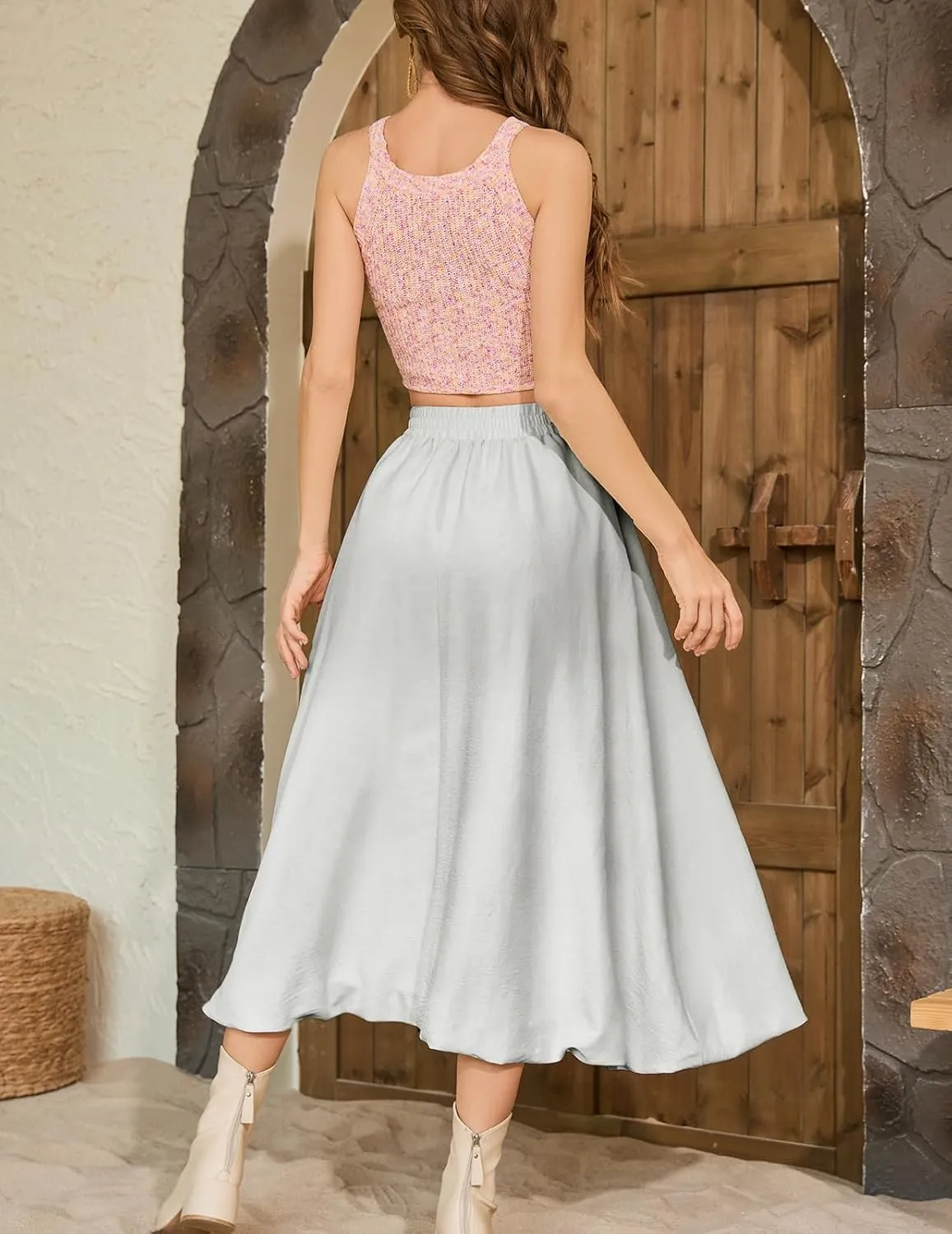 Bridesmay Casual Long Maxi Skirt for Women 2025 Summer Trendy Flowy A-Line Boho Skirts Versatile