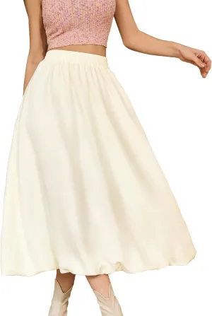 Bridesmay Casual Long Maxi Skirt for Women 2025 Summer Trendy Flowy A-Line Boho Skirts Versatile