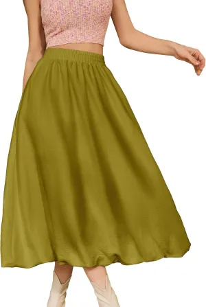 Bridesmay Casual Long Maxi Skirt for Women 2025 Summer Trendy Flowy A-Line Boho Skirts Versatile