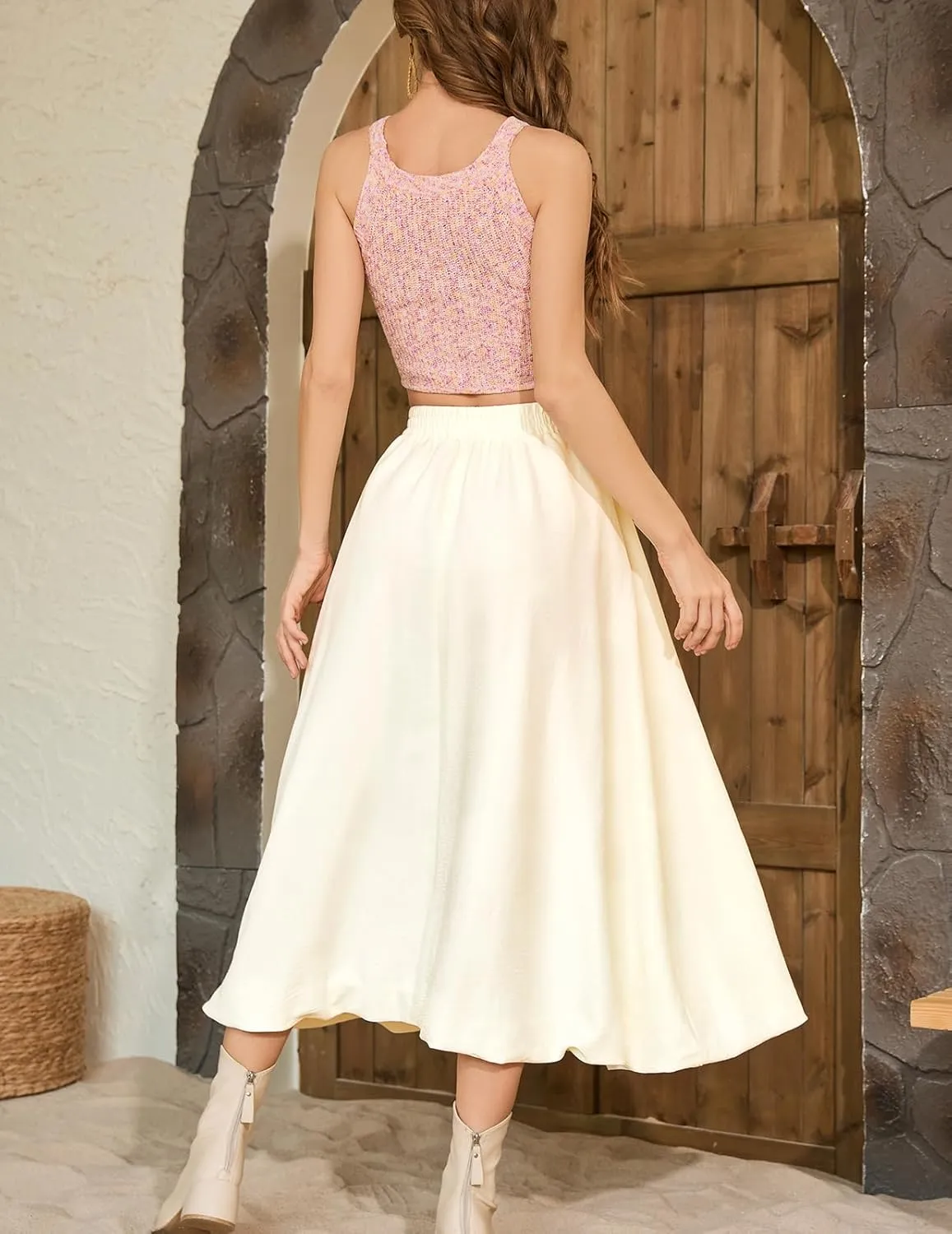 Bridesmay Casual Long Maxi Skirt for Women 2025 Summer Trendy Flowy A-Line Boho Skirts Versatile